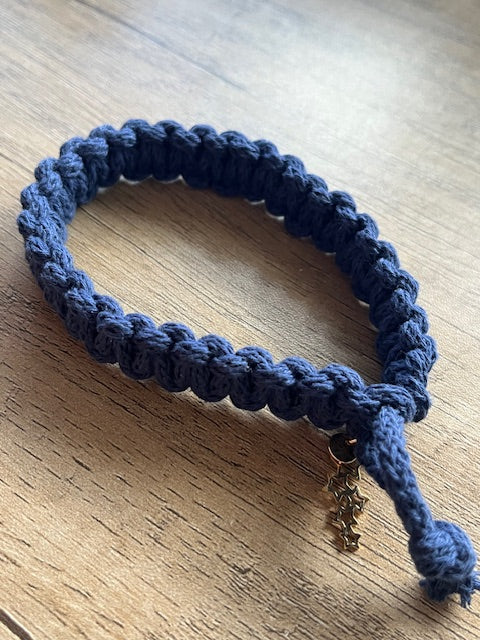 Braided Macrame Wristband with Charm