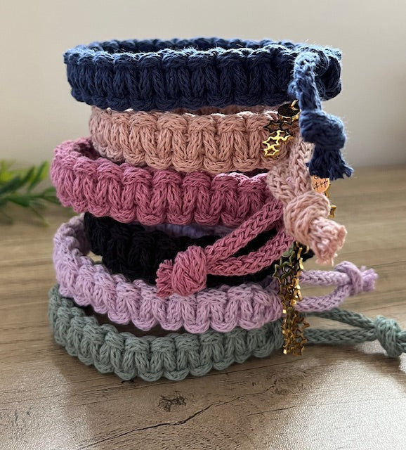 Braided Macrame Wristband with Charm