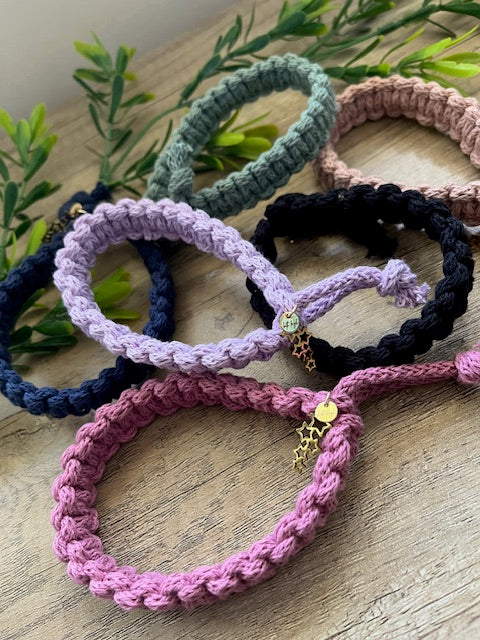Braided Macrame Wristband with Charm