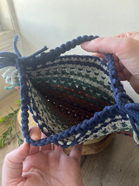 Braided Macrame Purse - in navy, mint, forest green and chocolate brown