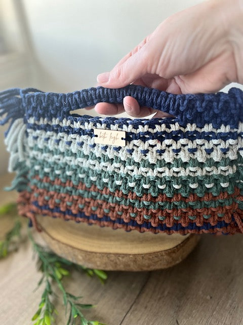Braided Macrame Purse - in navy, mint, forest green and chocolate brown