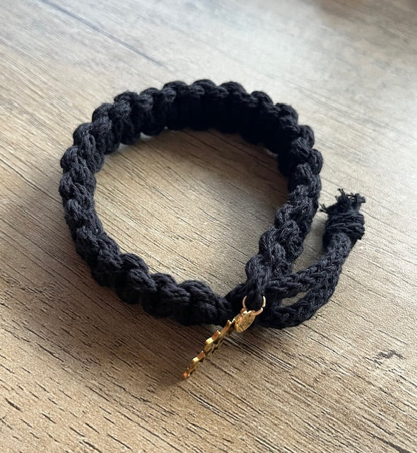 Braided Macrame Wristband with Charm