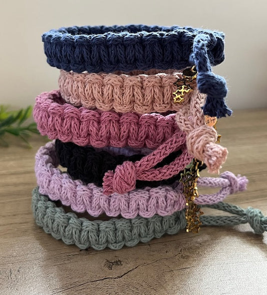 Braided Macrame Wristband with Charm