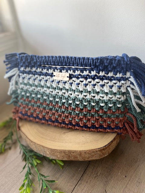 Braided Macrame Purse - in navy, mint, forest green and chocolate brown